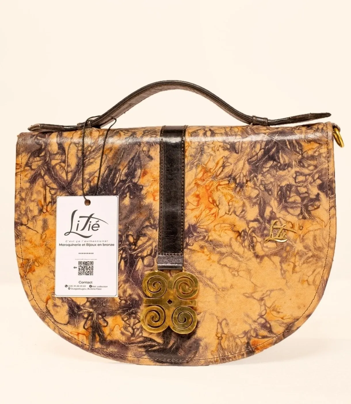 Sac Yass à rabat, cuir chocolat